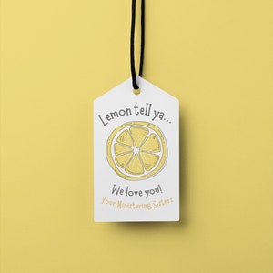 LDS Ministering Sister Lemonade Tag LDS Relief Society Ministering Printable Personalized Gift Lemon Pun image 8