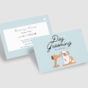 Vollständig bearbeitbare Visitenkarte für Haustierhunde | Anpassbare Canva Vorlage für Pet Grooming Business oder Groroomers