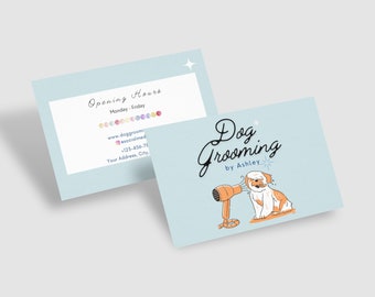 Fully Editable Pet Dog Grooming Business Card | Customizable Canva Template for Pet Grooming Business or Groomers