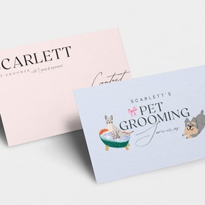 Fully Editable Pet Grooming Business Cards Template for Pet Care Business | Self Edit and Customize on Canva Instant Download