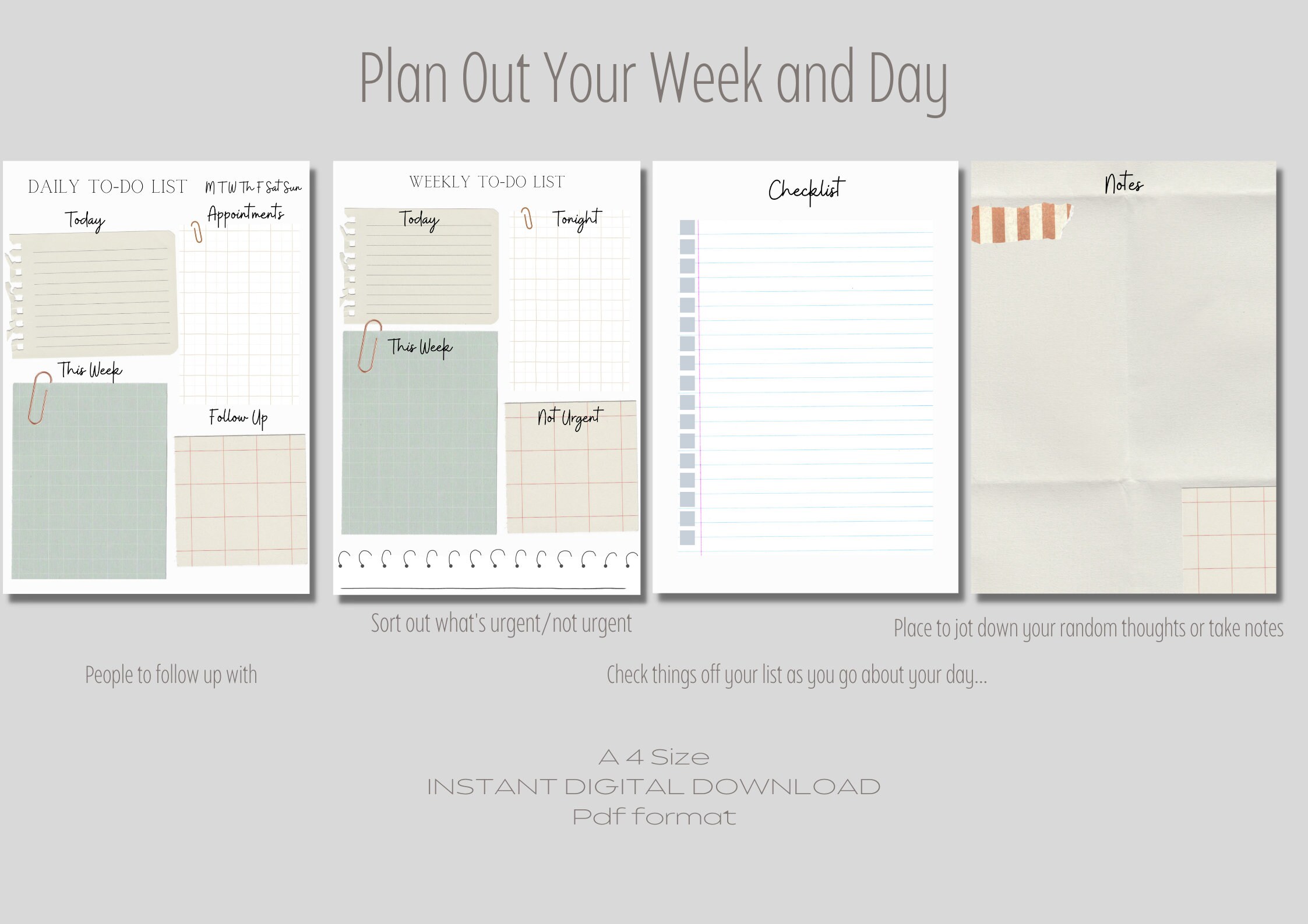 Digital and Instant Printable Weekly and Daily Planner and Organizer ...