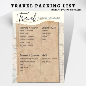 Ultimate Travel Packing List with Check Boxes - Vacation Planner Organization Instant Digital Printable for print at home or Goodnote apps