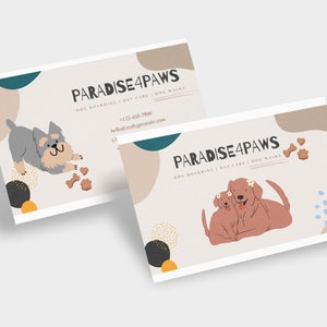 Pet Care Services Dog Sitting Boarding and Walking Digital Business Cards Fully Editable Canva Digital Template for Small Business