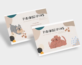 Pet Care Services Dog Sitting Boarding and Walking Digital Business Cards Fully Editable Canva Digital Template for Small Business