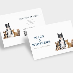Personalisierbare Haustier Pflege Dienstleistungen Digitale US Visitenkarten Digitale Vorlage für Hunde und Katzensitter