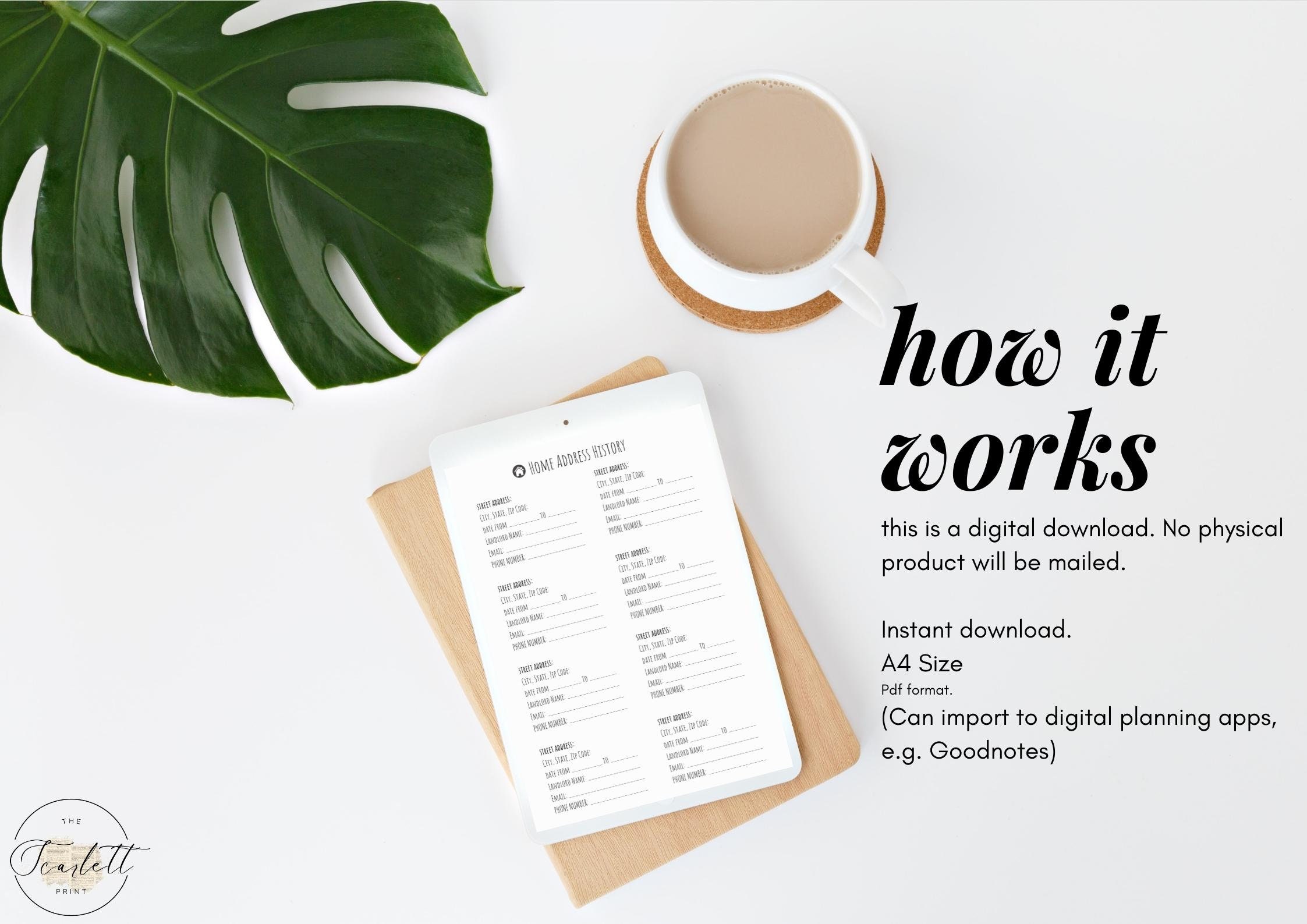 Home Address History Digital Printables - Simple and Minimal Design ...