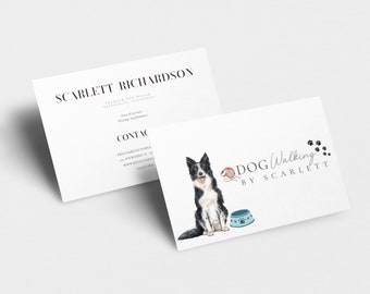 Pet Dog Walking and Sitting Business Card Fully Editable Customizable Canva Template Instant Download for Dog Walkers Sitters Small Business