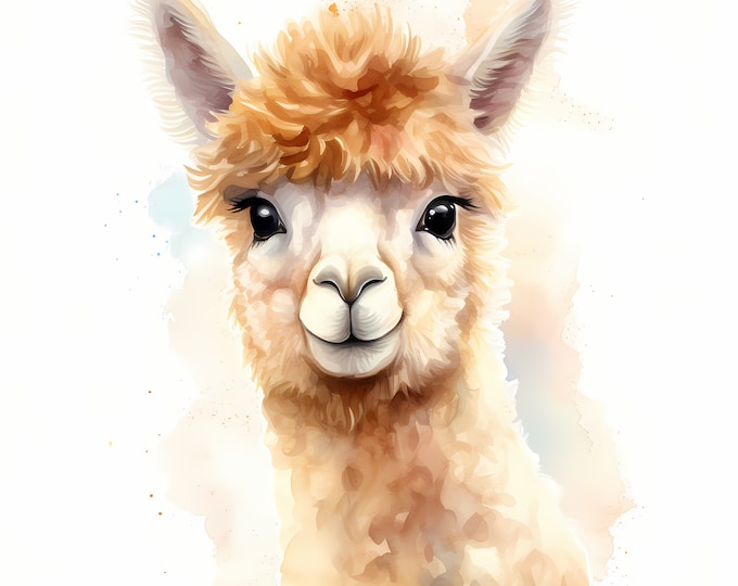 Alpaca Clipart, Lovely Alpaca Images, 10 Watercolor Clip Art, Printable JPGs, Instant Download, Commercial Use, Paper craft