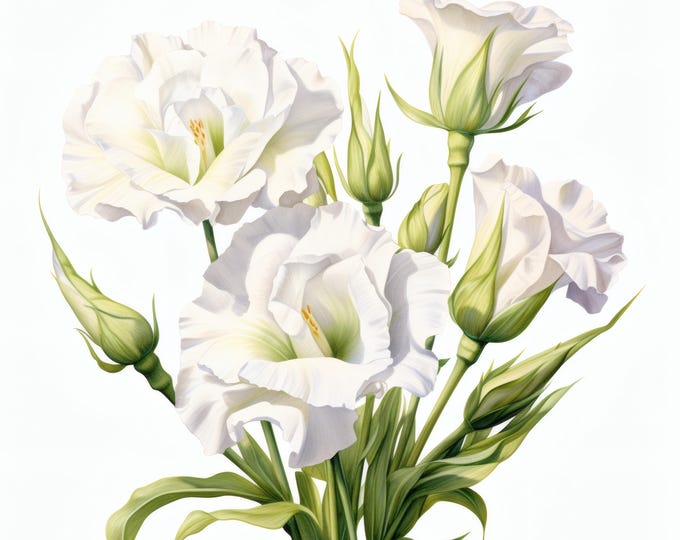 Lisianthus Flower Clipart, Soft Purple Floral Images, 10 Watercolor Clip Art, Printable JPGs, Instant Download, Commercial Use, Paper craft