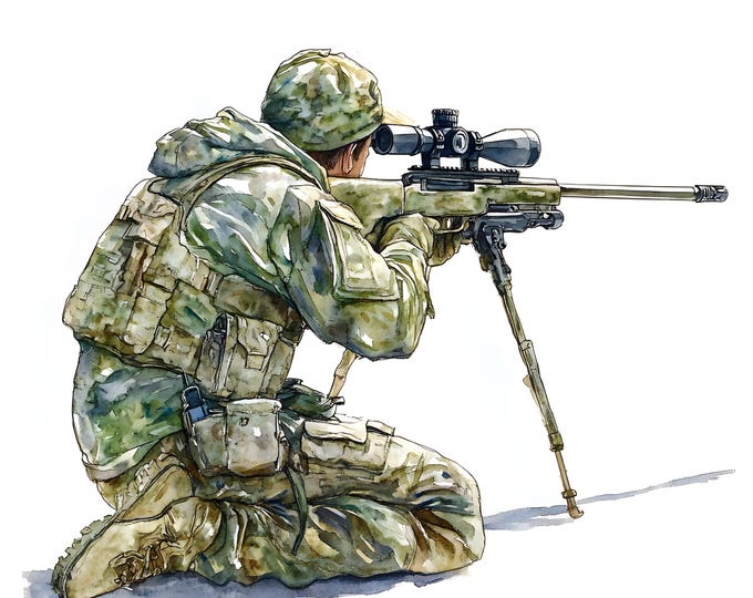 Sniper Clipart, Hunter Man Images, 10 Watercolor Clip Art, Printable JPGs, Instant Download, Commercial Use, Paper craft