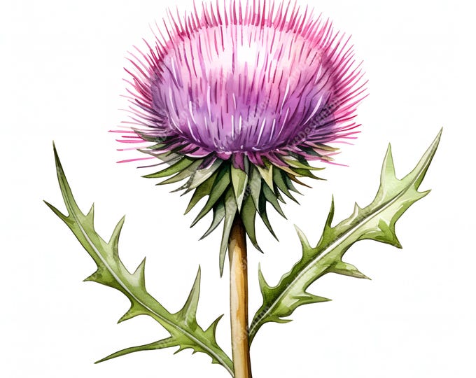 Thistle Flower Clipart, Purple Flower Images, 10 Watercolor Clip Art, Printable JPGs, Instant Download, Commercial Use, Paper craft