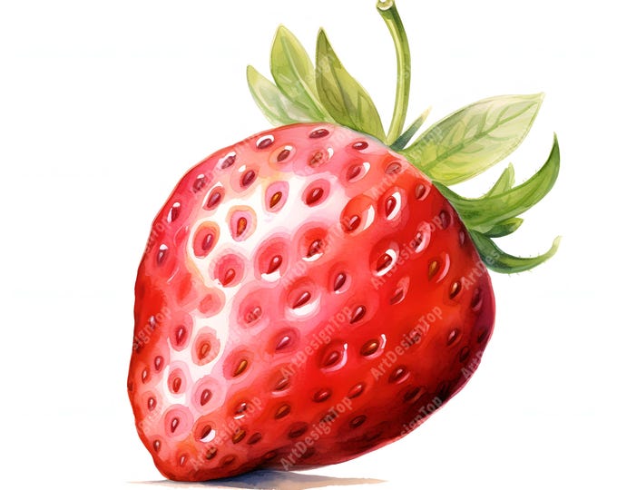Strawberry Clipart, Sweet Strawberry Images, 10 Watercolor Clip Art, Printable JPGs, Instant Download, Commercial Use, Paper craft