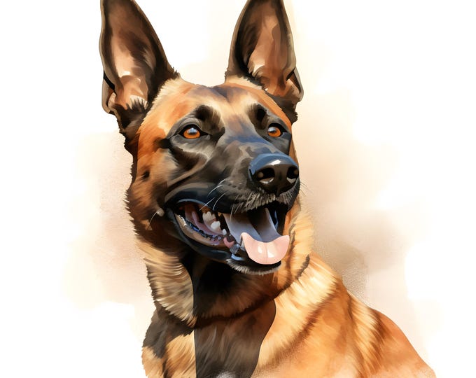 Belgian Malinois Clipart, Malinois Dog Images, 10 Watercolor Clip Art, Printable JPGs, Instant Download, Commercial Use, Paper craft
