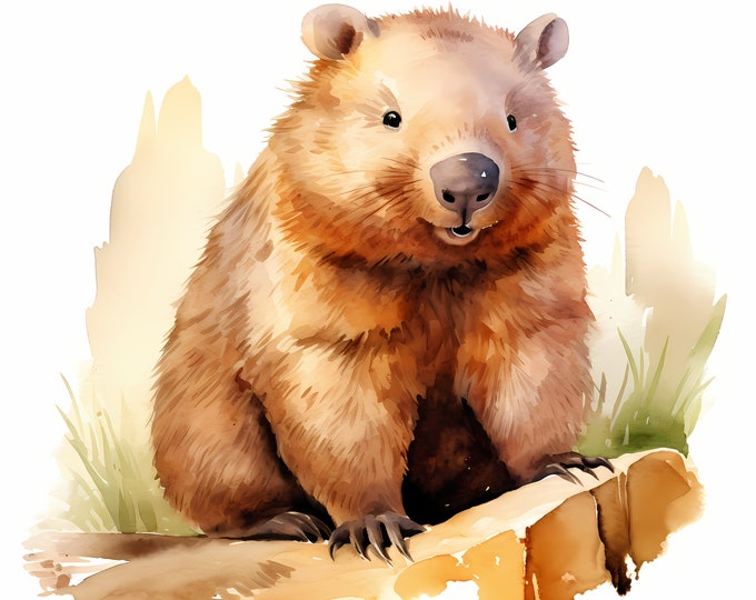 Wombat Clipart, Wombats Images, 10 Watercolor Clip Art, Printable JPGs, Instant Download, Commercial Use, Paper craft