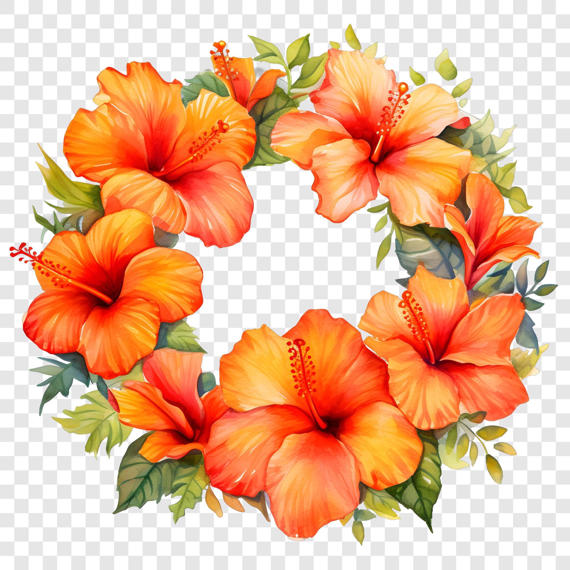 10 PNG Hibiscus Wreath Clipart, Tropical Floral Frame Images ...