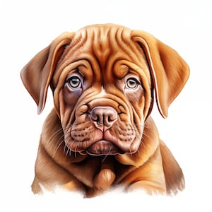 Clipart Bordeauxdog, puppy hondenafbeeldingen, 10 aquarel illustraties, afdrukbare JPG's, Instant Download, Commercieel gebruik, Papercraft