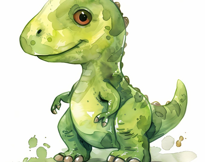 Dinosaur Clipart, Cartoon Dinosaurs Images, 10 Watercolor Clip Art, Printable JPGs, Instant Download, Commercial Use, Paper craft