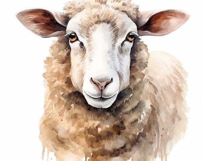 Sheep Clipart, Cute Sheep Images, 16 Watercolor Clip Art, Printable JPGs, Instant Download, Commercial Use, Paper craft