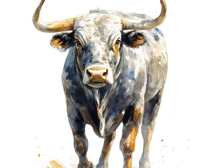 Bull Clipart, Farm Bull Images, 10 Watercolor Clip Art, Printable JPGs, Instant Download, Commercial Use, Paper craft