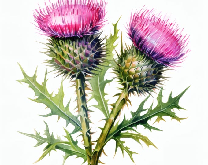 Milk Thistle Flowers Clipart, Wildflower Images, 10 Watercolor Clip Art, Printable JPGs, Instant Download, Commercial Use, Paper craft
