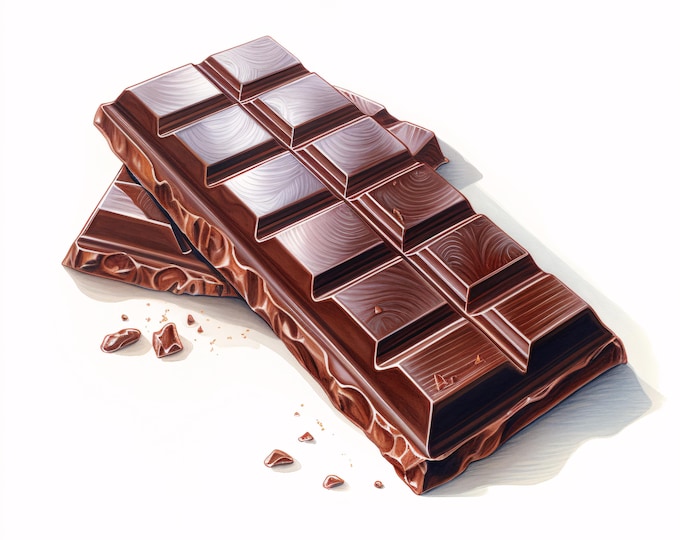 Watercolor Chocolate Bar Clipart: Sweet Candy Art, Commercial Use (JPGs, Digital Download