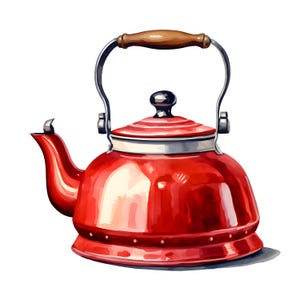 Kettle Clipart, Traditional Kettle Images, 10 Watercolor Clip Art, Printable JPGs, Instant Download, Commercial Use, Paper craft
