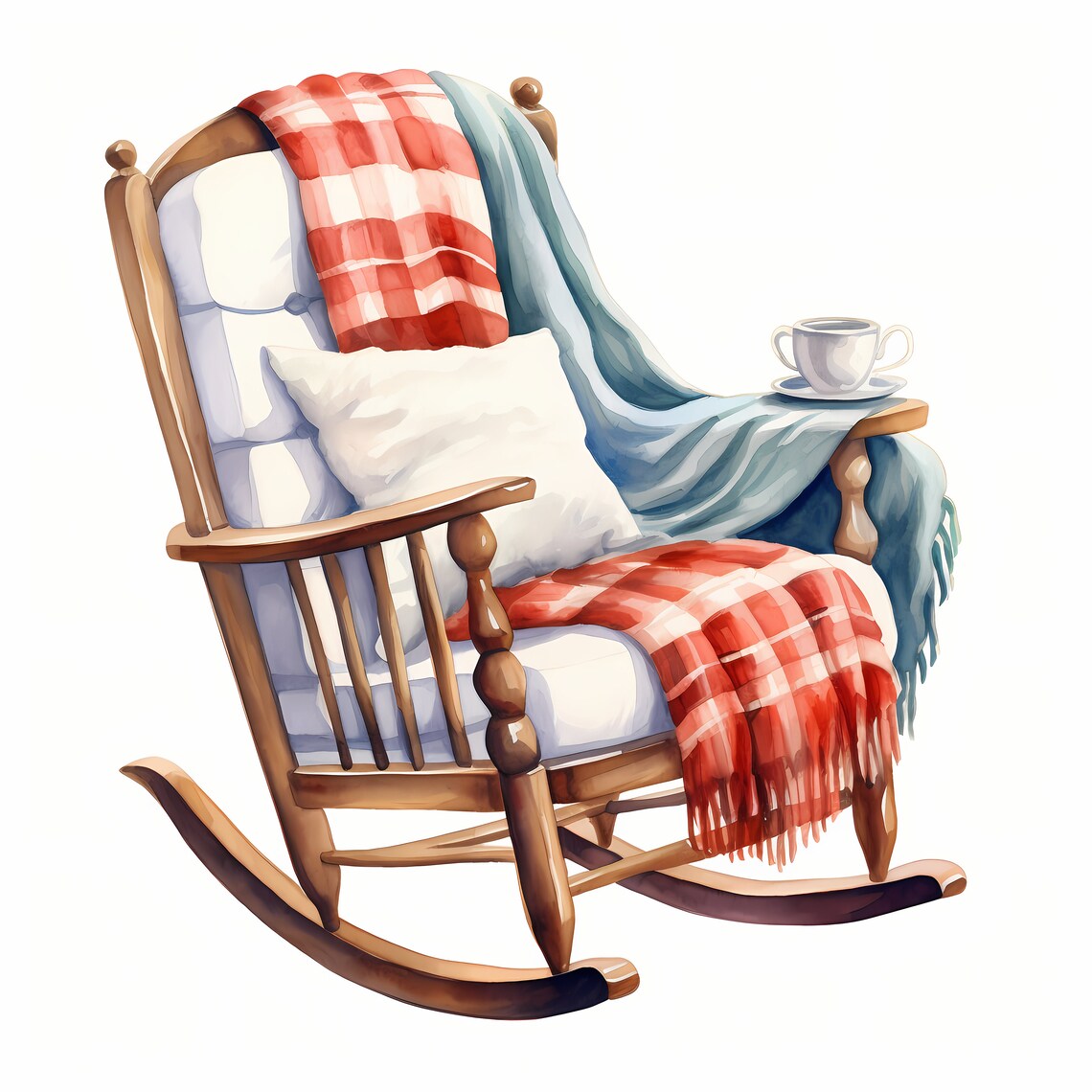 Watercolor Rocking Chair Clipart: Cozy Home Decor (jpgs) - Etsy