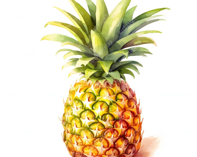 Pineapple Clipart, Pine Apple Images, 10 Watercolor Clip Art, Printable JPGs, Instant Download, Commercial Use, Paper craft