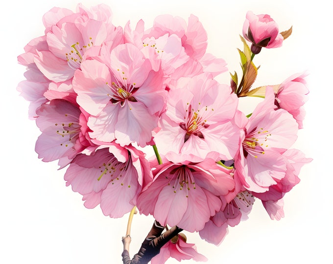 Cherry Blossom Clipart, Sakura Branches Images, 10 Watercolor Clip Art, Printable JPGs, Instant Download, Commercial Use, Paper craft