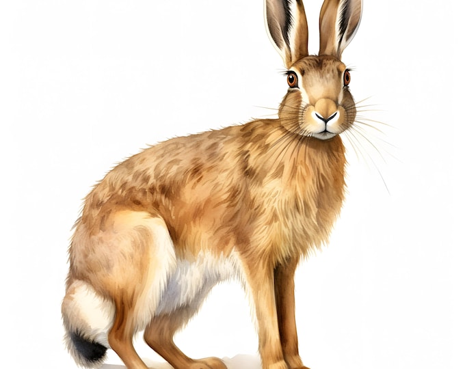 Brown Hare Clipart, Woodland Rabbit Images, 10 Watercolor Clip Art, Printable JPGs, Instant Download, Commercial Use, Paper craft