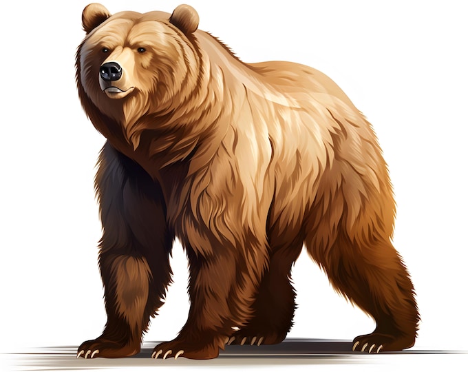 Grizzly Bear Clipart, Brown Bears Images, 10 Watercolor Clip Art, Printable JPGs, Instant Download, Commercial Use, Paper craft