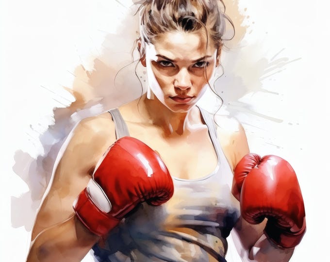 Female Boxer Clipart, Fitness Woman Images, 10 Watercolor Clip Art, Printable JPGs, Instant Download, Commercial Use, Paper craft