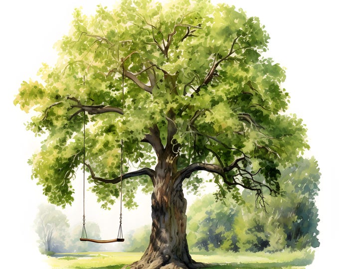 Tree Swing Clipart, Swing On Tree Images, 10 Watercolor Clip Art, Printable JPGs, Instant Download, Commercial Use, Paper craft