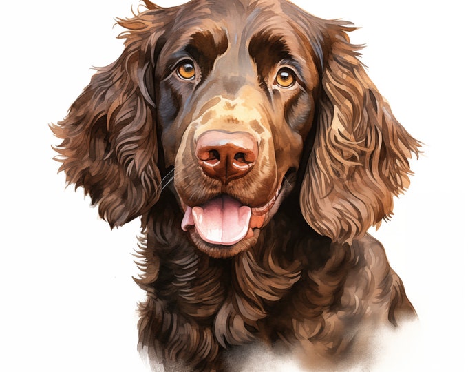 Irish Water Spaniel Clipart, Spaniel Dog Images, 10 Watercolor Clip Art, Printable JPGs, Instant Download, Commercial Use, Paper craft