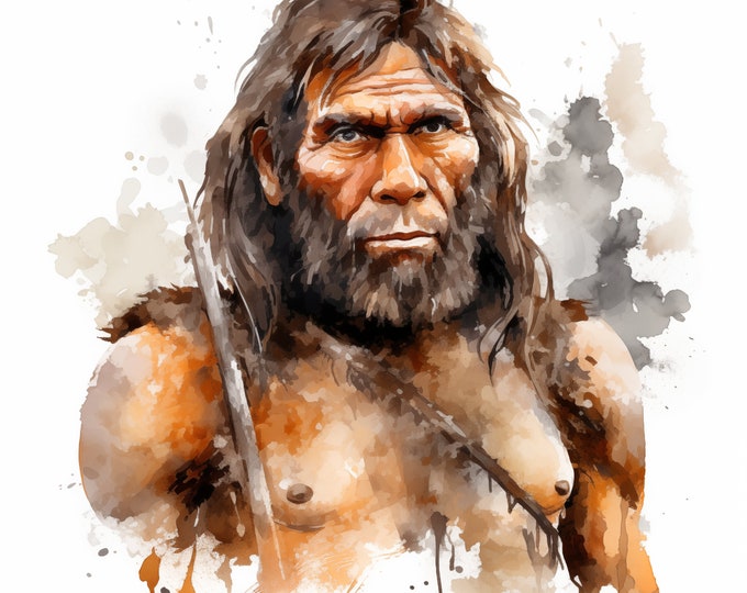 Neanderthal Clipart, Prehistoric Human Images, 10 Watercolor Clip Art, Printable JPGs, Instant Download, Commercial Use, Paper craft