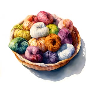 Stricken Wolle Clipart, Stricken und Garn Bilder, 10 Aquarell Clip Art, druckbare JPGs, Sofort Download, Kommerzielle Nutzung, Papiermodell