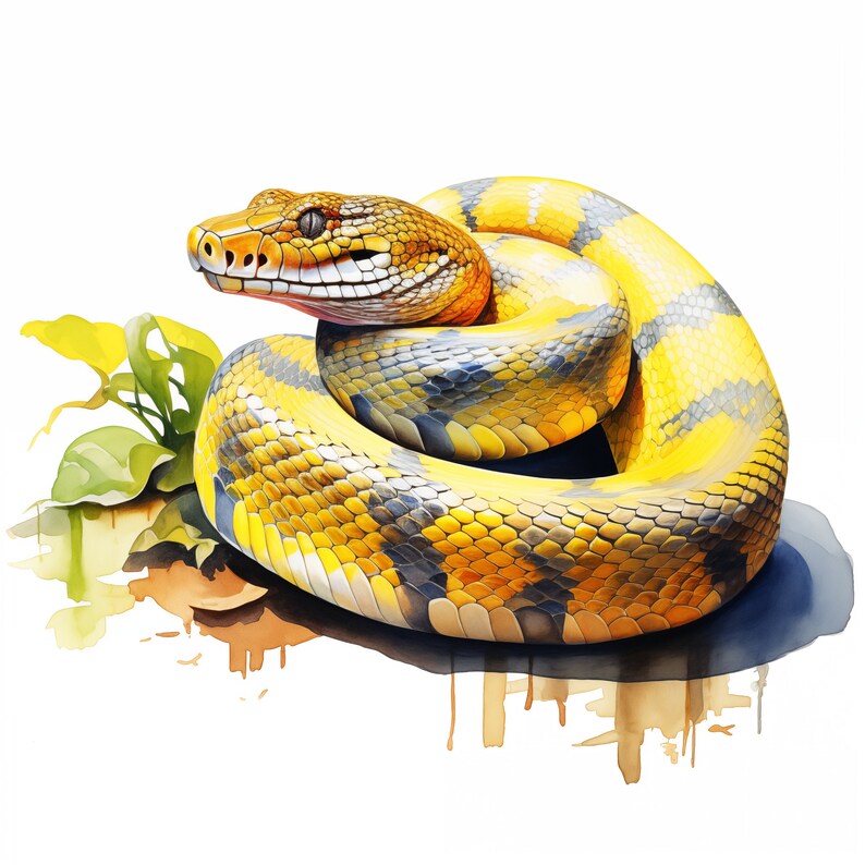 10 Python, Python Snake JPG, Watercolor Clipart, High Quality Jpgs ...