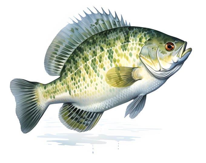 Crappie Clipart, Crappie Fish Images, 10 Watercolor Clip Art, Printable JPGs, Instant Download, Commercial Use, Paper craft