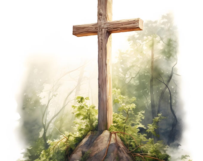 Wooded Cross Clipart, Forest Cross Images, 10 Watercolor Clip Art, Printable JPGs, Instant Download, Commercial Use, Paper craft