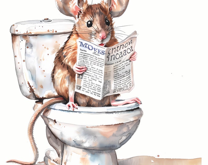 Field Mouse Clipart, Mouse on the Toilet Images, 10 Watercolor Clip Art, Printable JPGs, Instant Download, Commercial Use, Paper craft