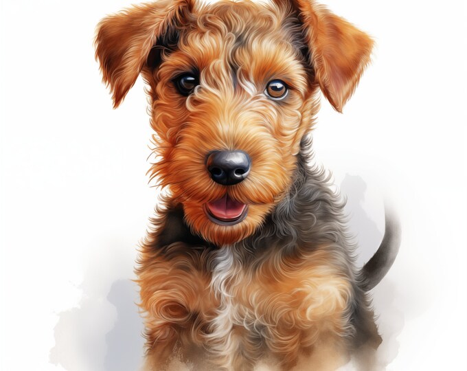 Airedale Terrier Clipart, Puppy Dog Images, 10 Watercolor Clip Art, Printable JPGs, Instant Download, Commercial Use, Paper craft