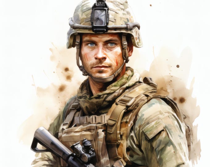 Soldier Clipart, Military Man Images, 10 Watercolor Clip Art, Printable JPGs, Instant Download, Commercial Use, Paper craft