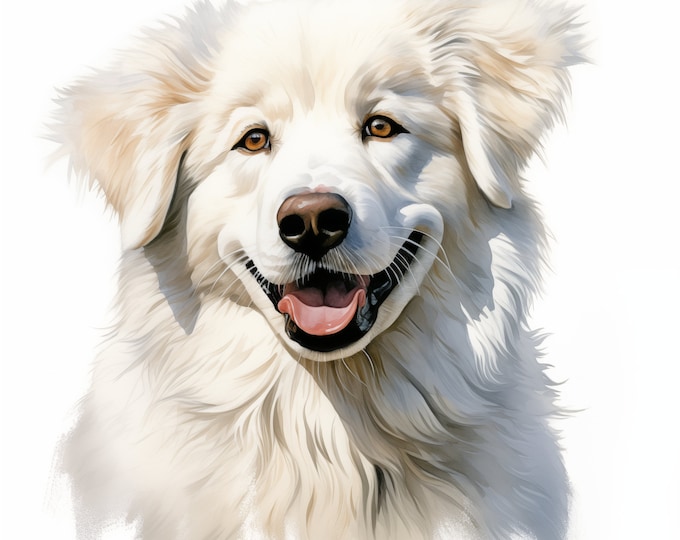 Maremma Abruzzese Sheepdog Clipart, Puppy Dog Images, 10 Watercolor Clip Art, Printable JPGs, Instant Download, Commercial Use, Paper craft