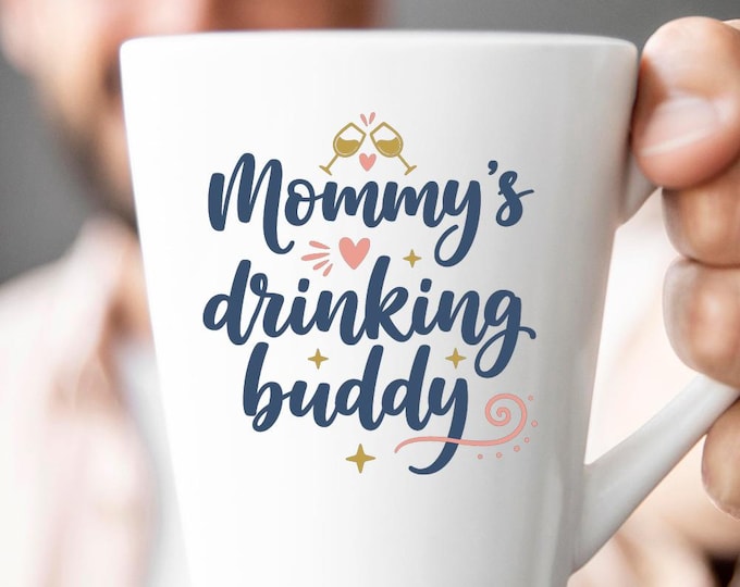 Mommy’s Drinking Buddy SVG, Funny Baby Quote T-Shirt Print, Wine Glass DXF PNG Design for Cricut and Silhouette