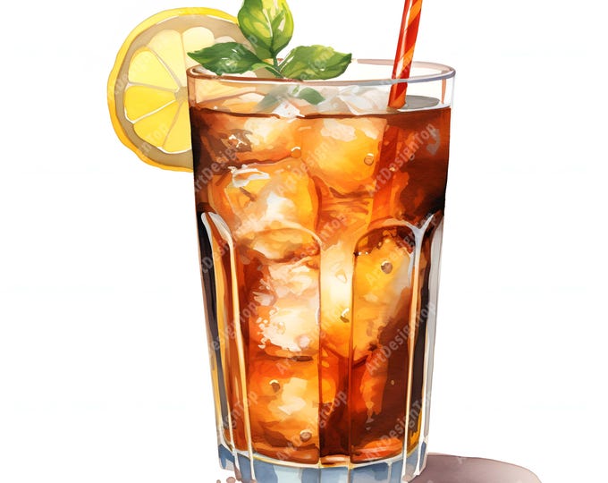 Iced Tea Clipart, Summer Drinks Images, 10 Watercolor Clip Art, Printable JPGs, Instant Download, Commercial Use, Paper craft