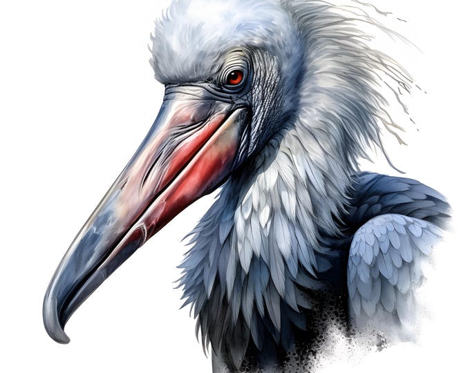 Shoebill Clipart, Whalebill Images, 10 Watercolor Clip Art, Printable JPGs, Instant Download, Commercial Use, Paper craft