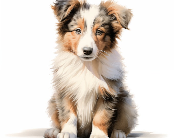 Collie Dog Clipart, Puppy Dog Images, 10 Watercolor Clip Art, Printable JPGs, Instant Download, Commercial Use, Paper craft