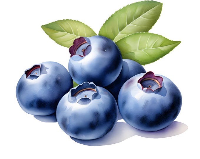 Blueberries Clipart, Blue Berries Images, 10 Watercolor Clip Art, Printable JPGs, Instant Download, Commercial Use, Paper craft