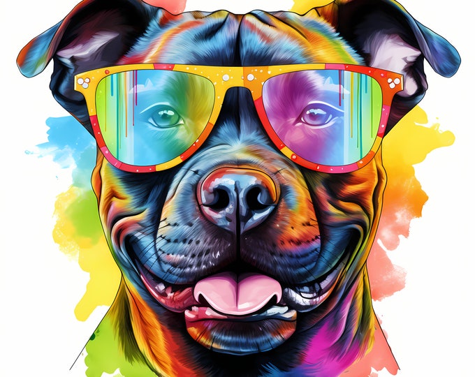 Staffy Clipart, Stafford, Staffordshire Bull Terrier Images, 10 Watercolor Clip Art, Printable JPGs, Instant Download, Commercial Use