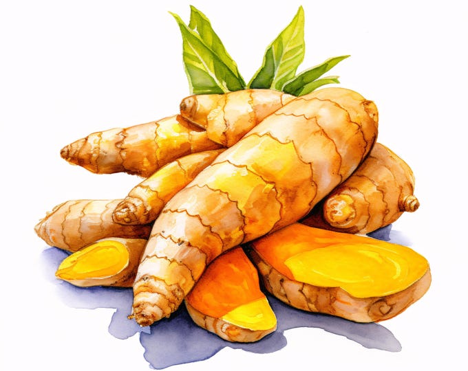 Turmeric Clipart, Spice Root Images, 10 Watercolor Clip Art, Printable JPGs, Instant Download, Commercial Use, Paper craft